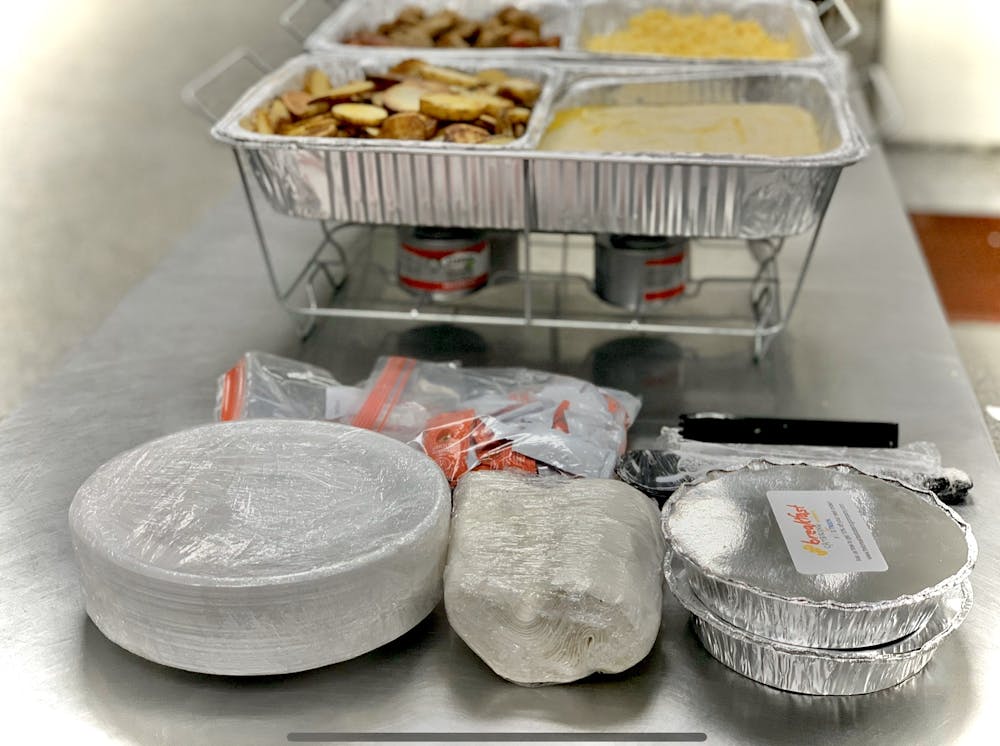 a tray of food on a table