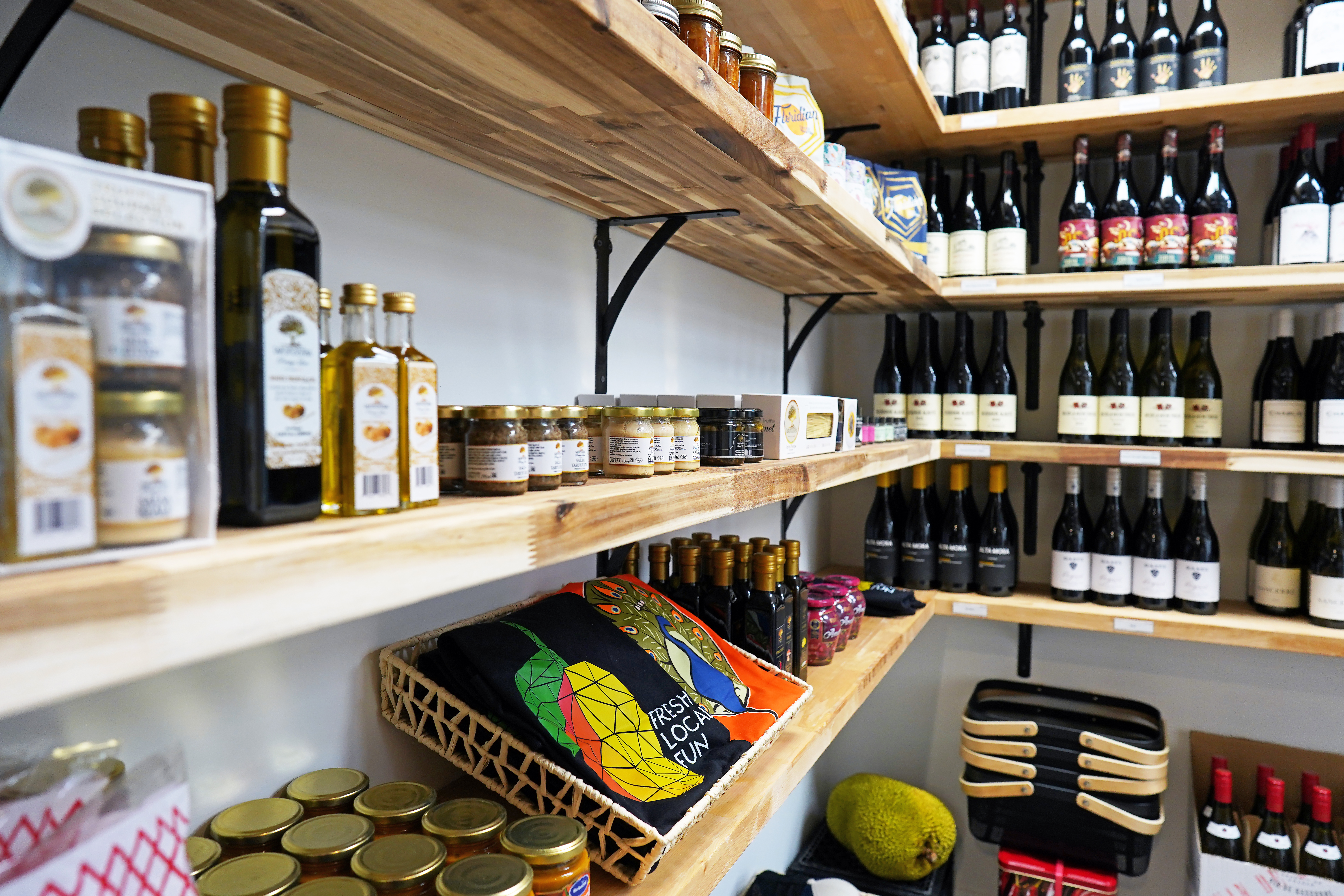 a bottle of wine on a shelf