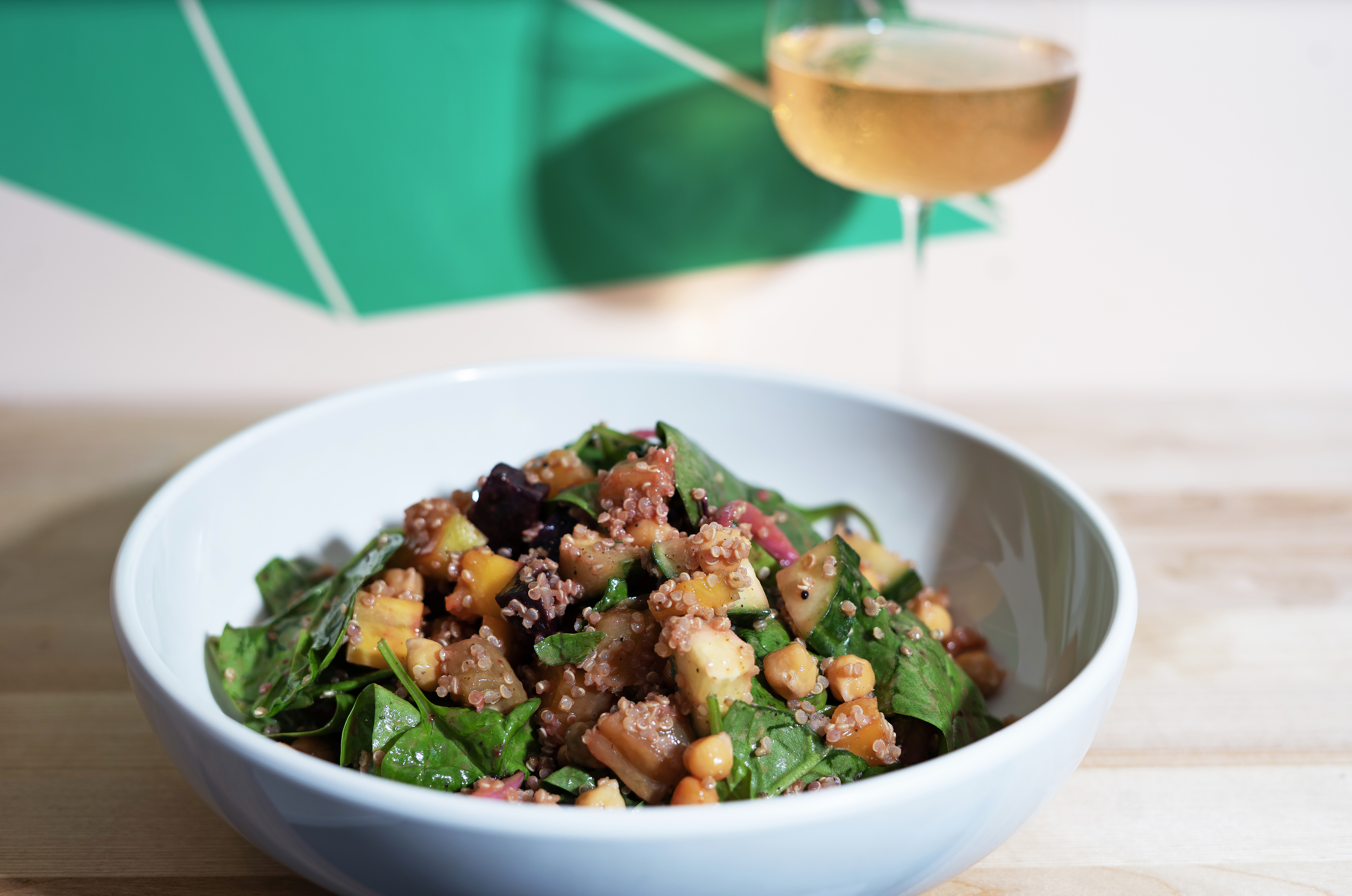 a bowl of food with broccoli