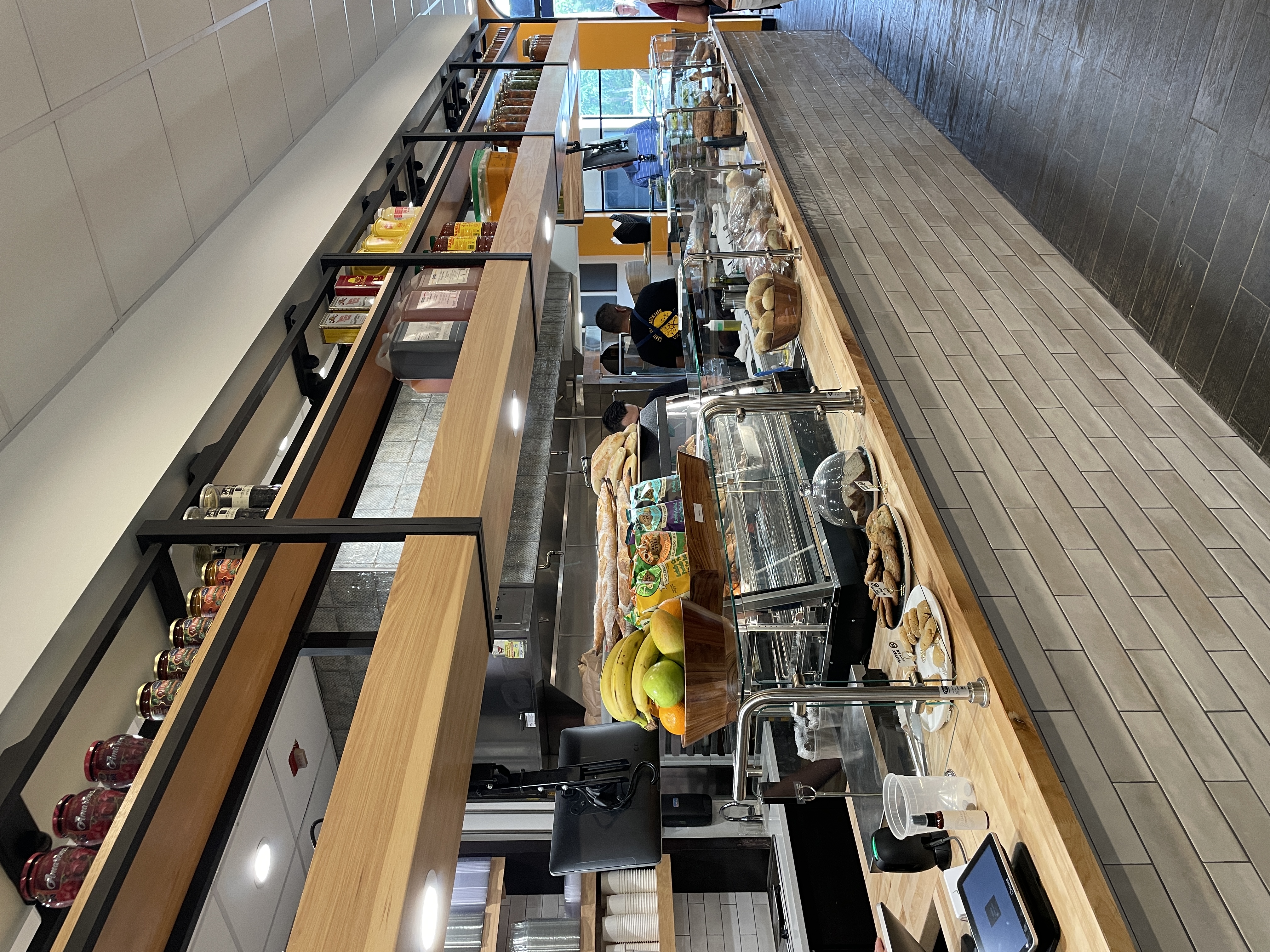 a group of people in a library