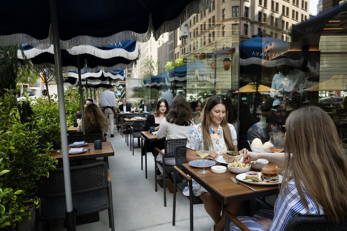 outdoor terrace with diners