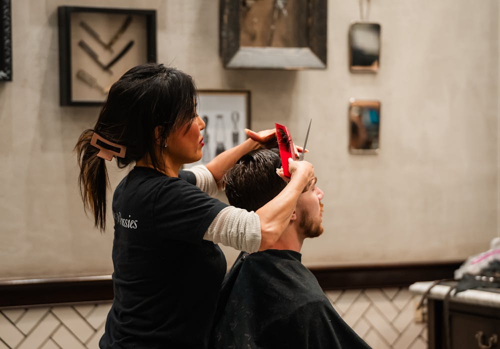 Barbershop Speakeasy giving haircut in Las Vegas