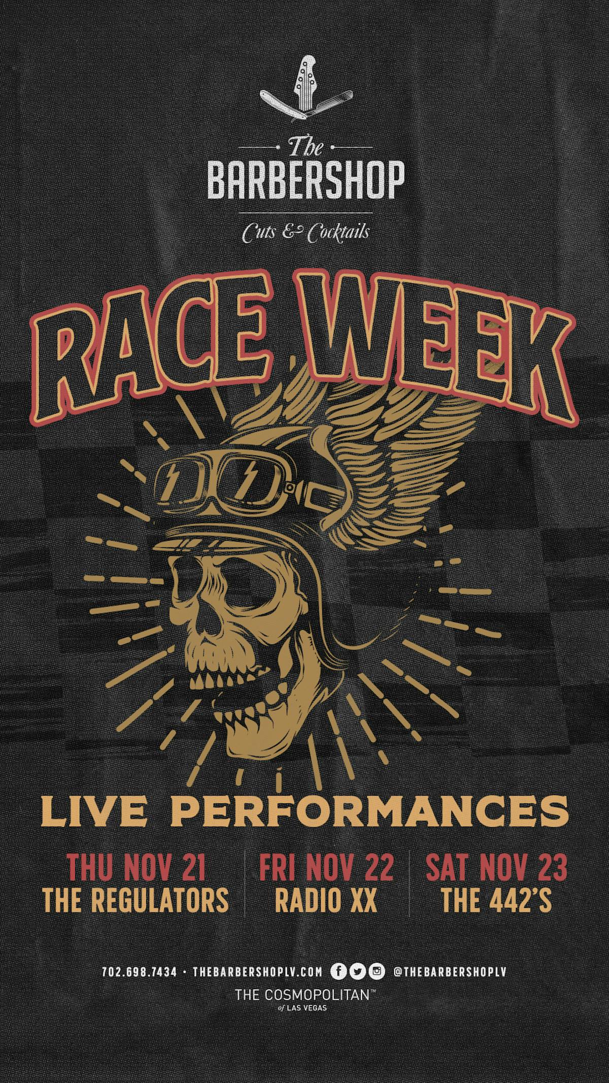 Whether you’re in town for the Formula 1 races or just looking for the best live music venue on the strip of Las Vegas, The Barbershop is the place to be this F1 weekend.