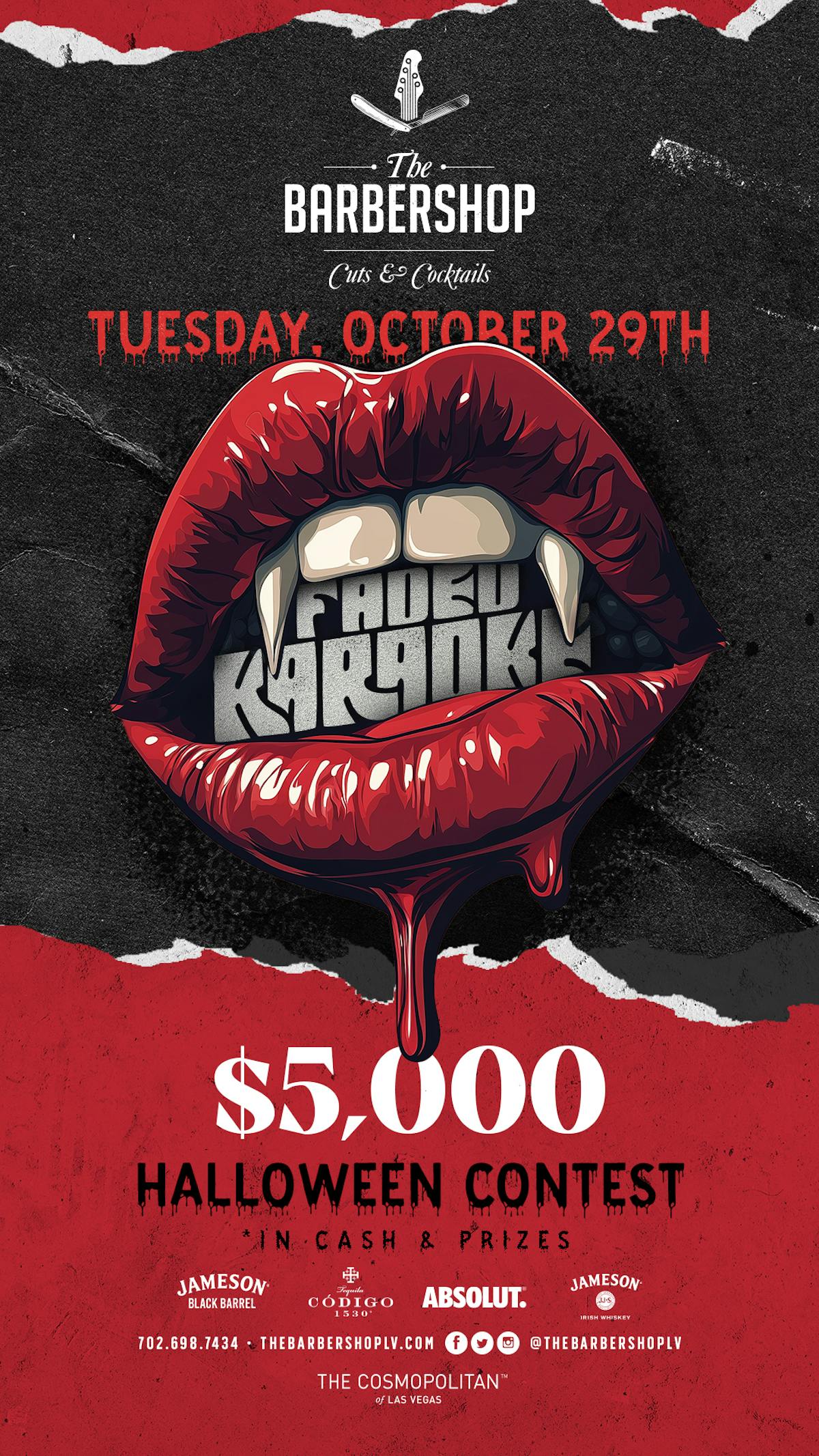 On October 29th, The Barbershop Cuts & Cocktails will be the place to be for Halloween in Las Vegas.