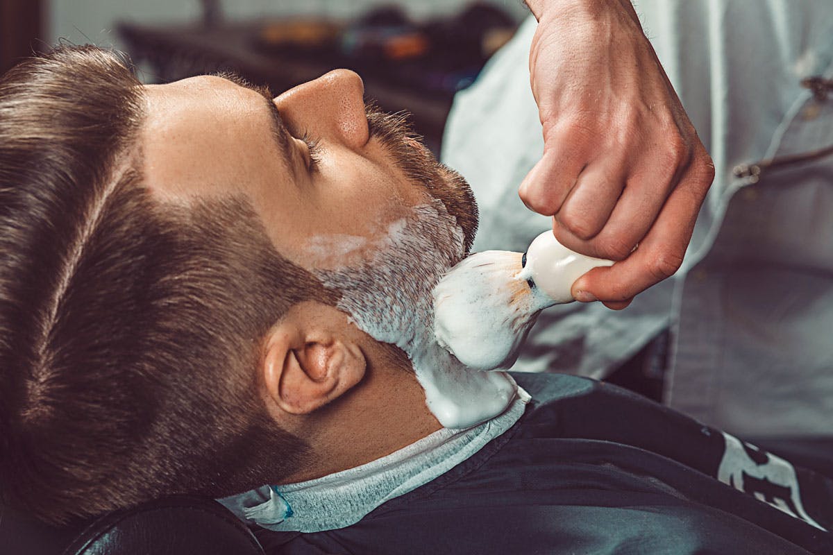 a man shaving