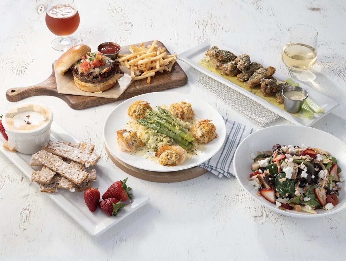 a bunch of food on a plate on a table