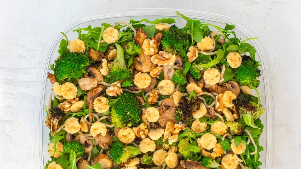 a plate of food with broccoli