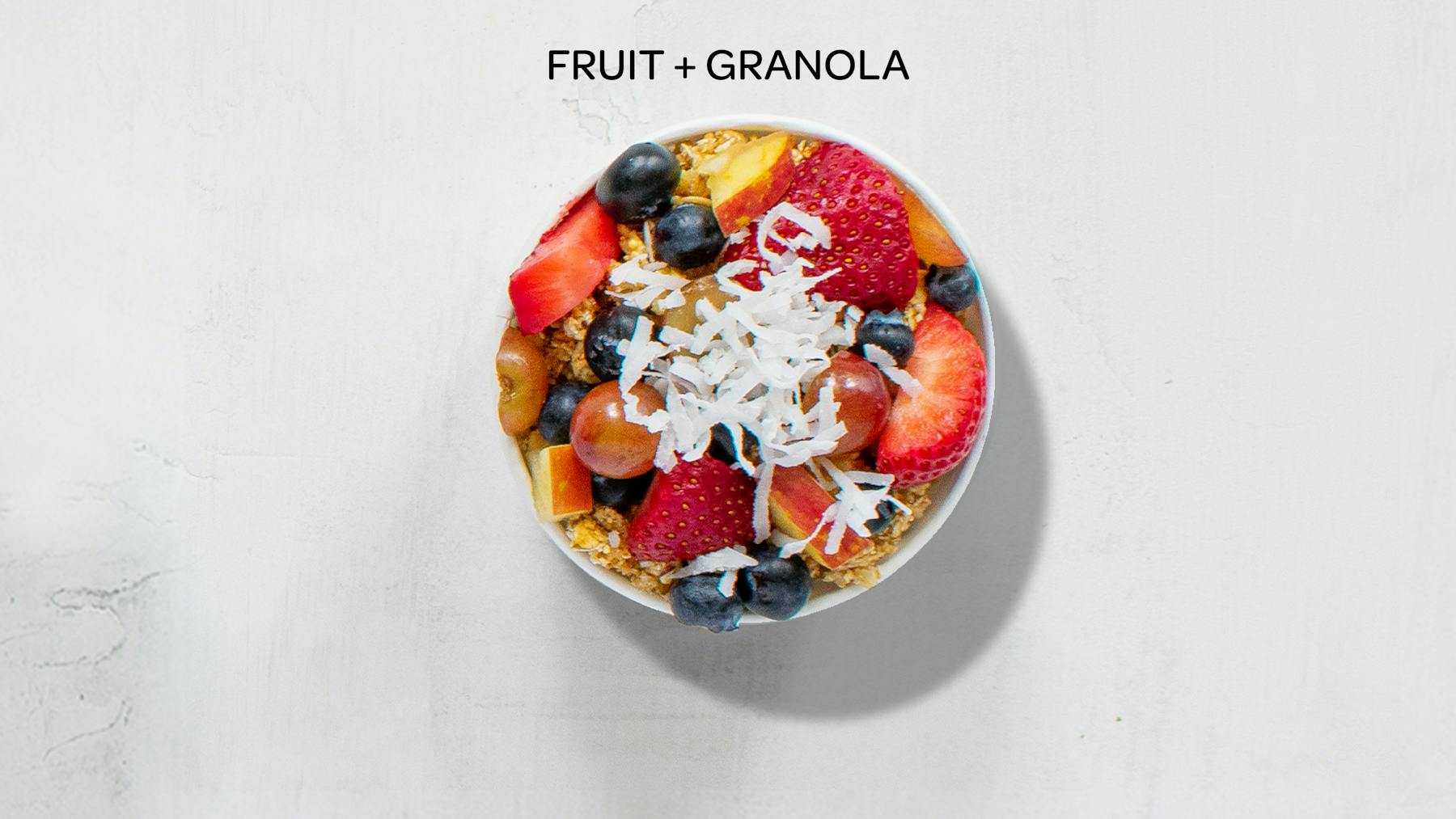 an overhead view of the fruit and granola honeybar