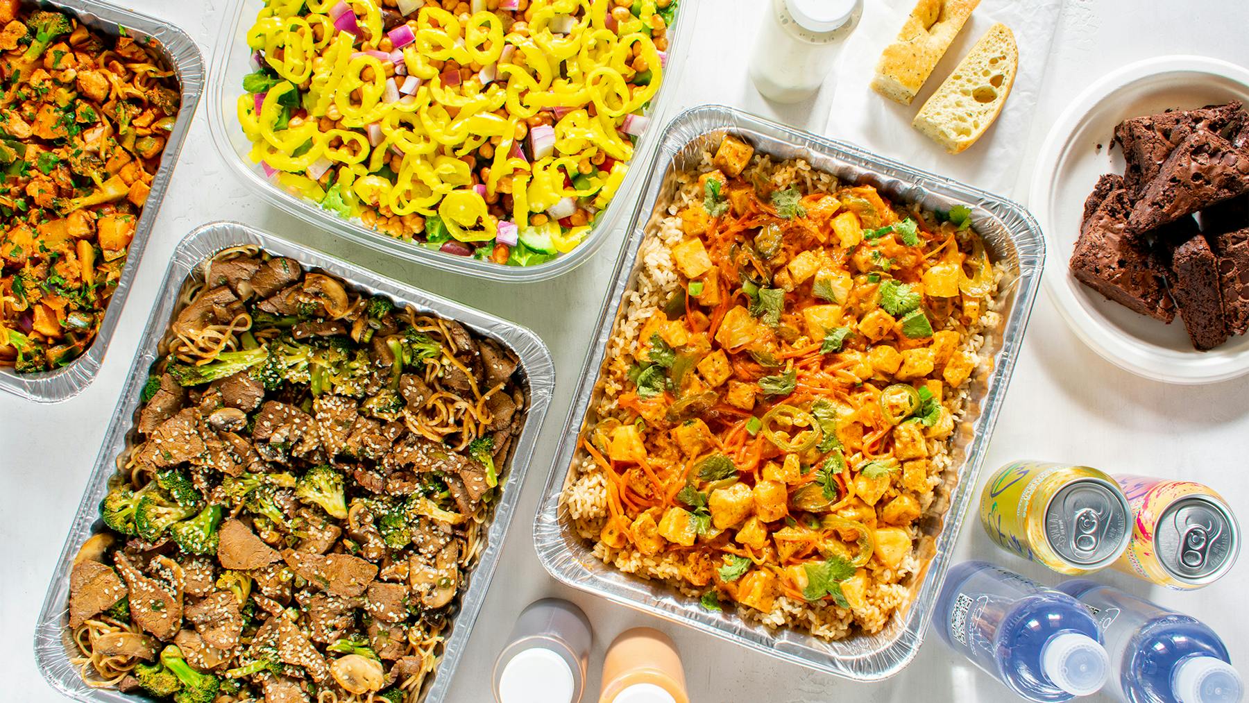 a bowl filled with different types of food on a table