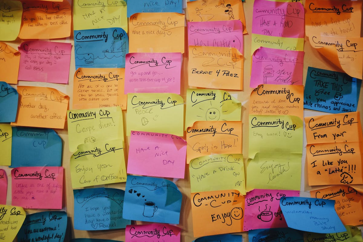 a wall covered with sticky notes