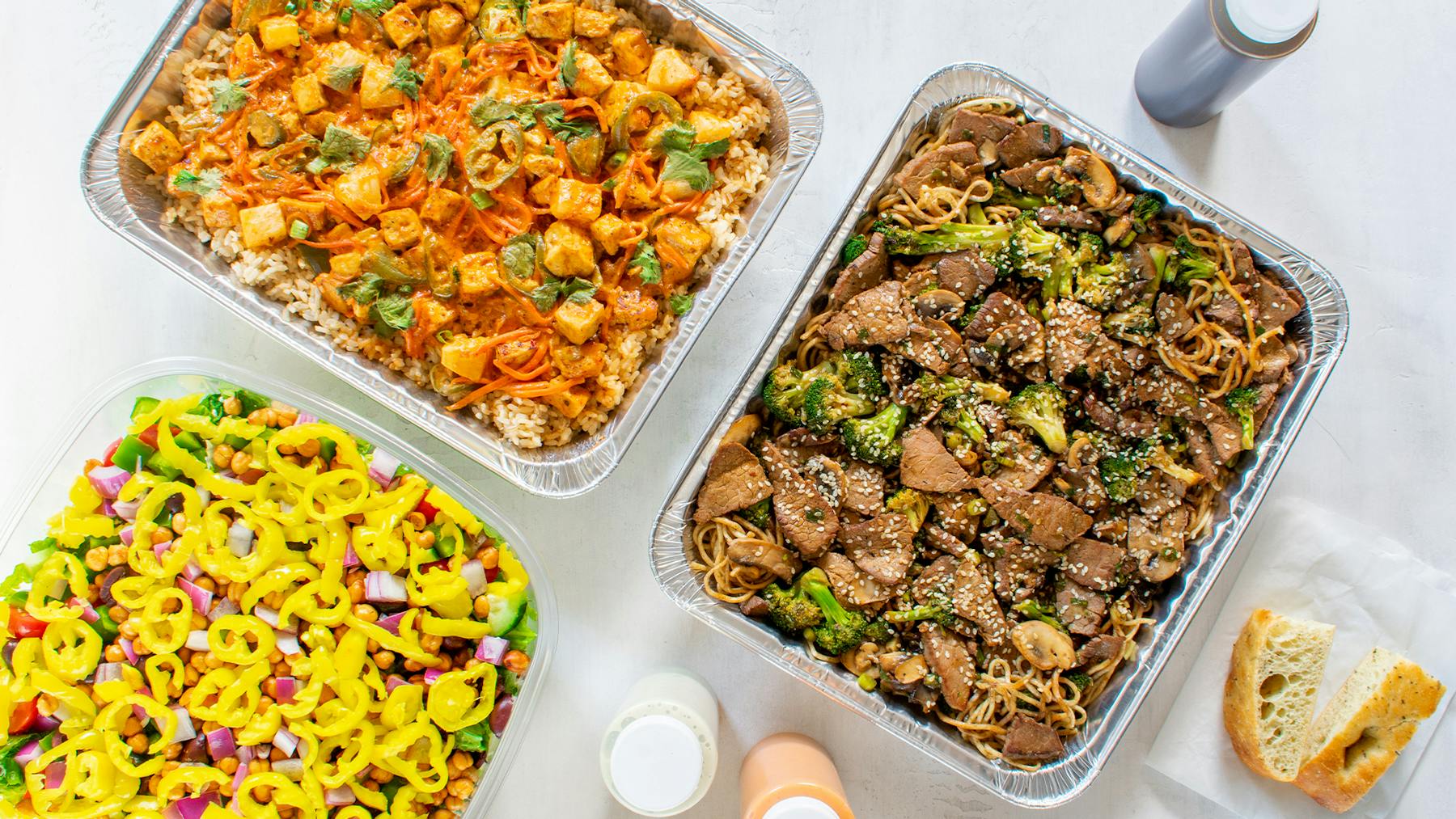 a bunch of food sitting on a table