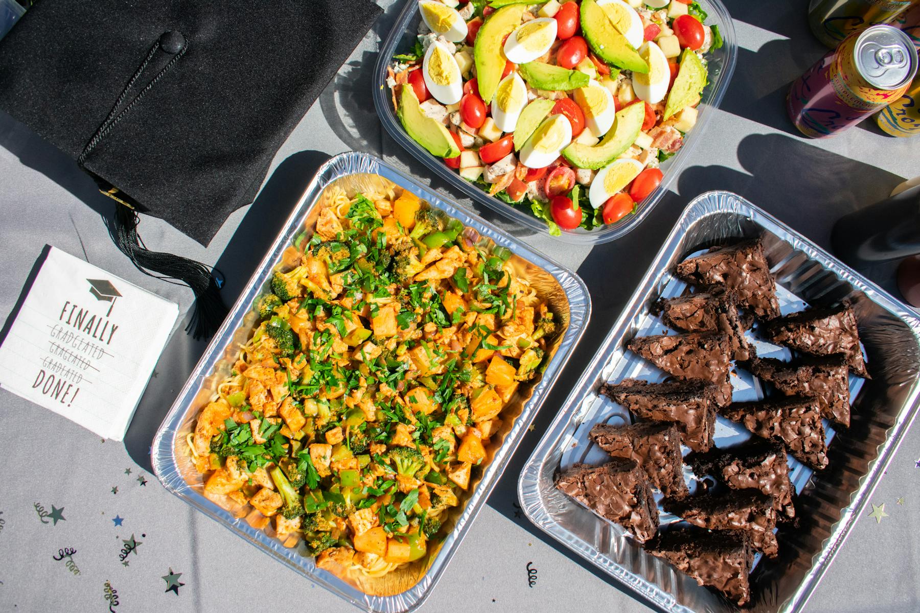 a box filled with different types of food on a table