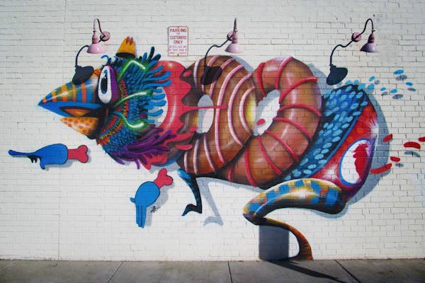 a graffiti covered wall