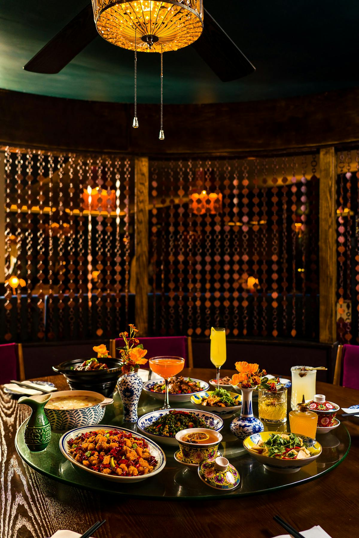 a table topped with plates of food on a plate