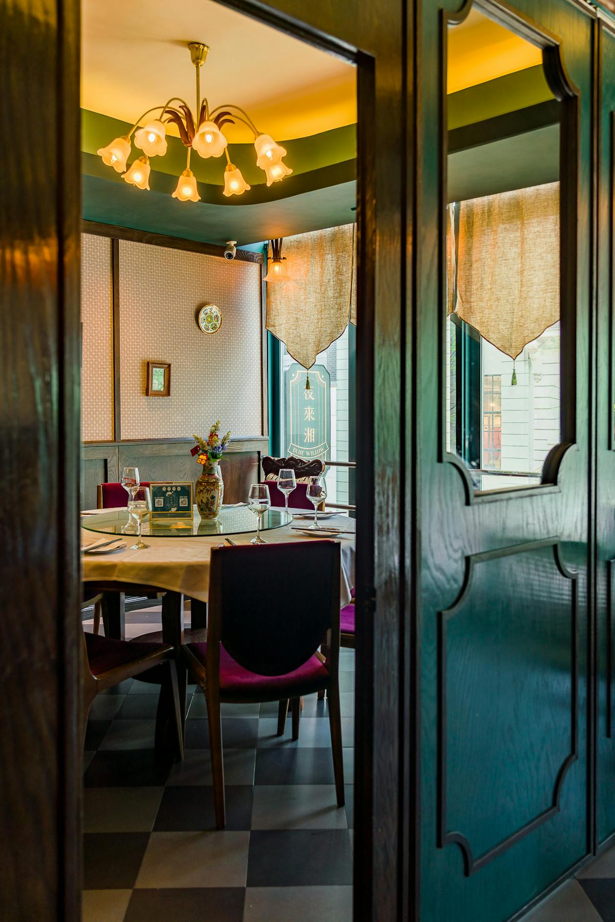 a glass door
