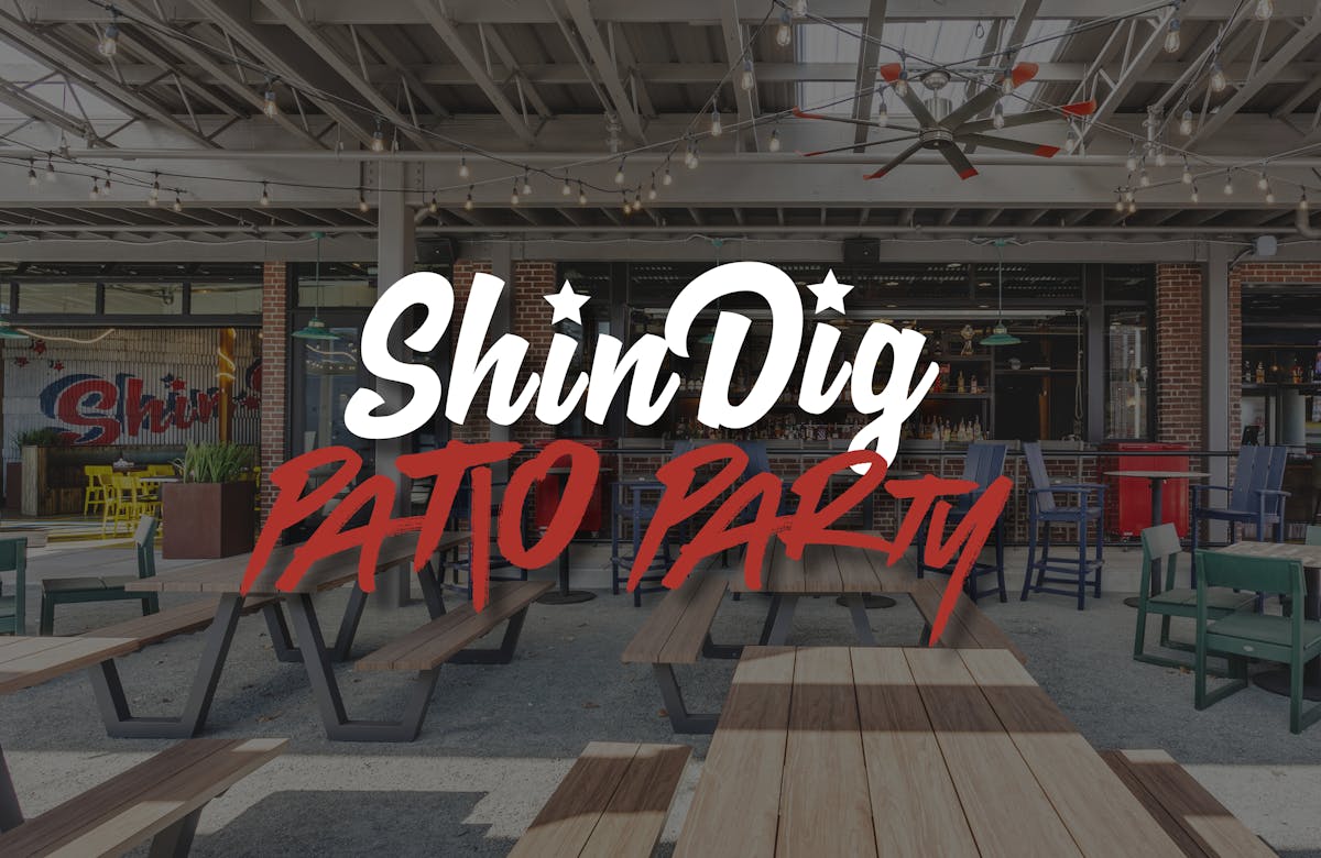 Promotional Banner for Shin Dig's Patio Party