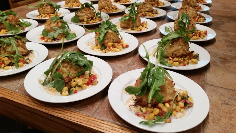 a table topped with different types of food on a plate