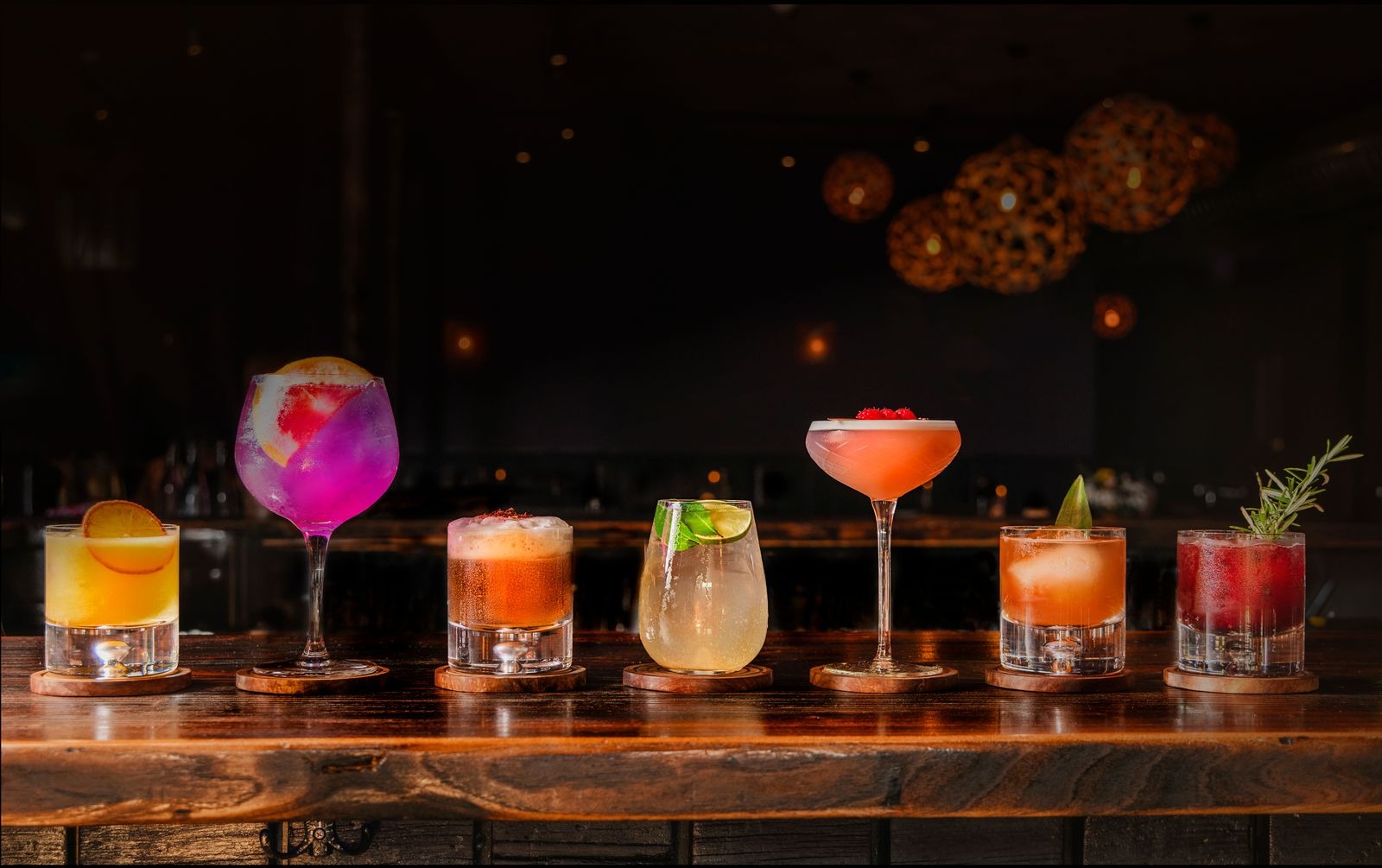 cocktails on a table