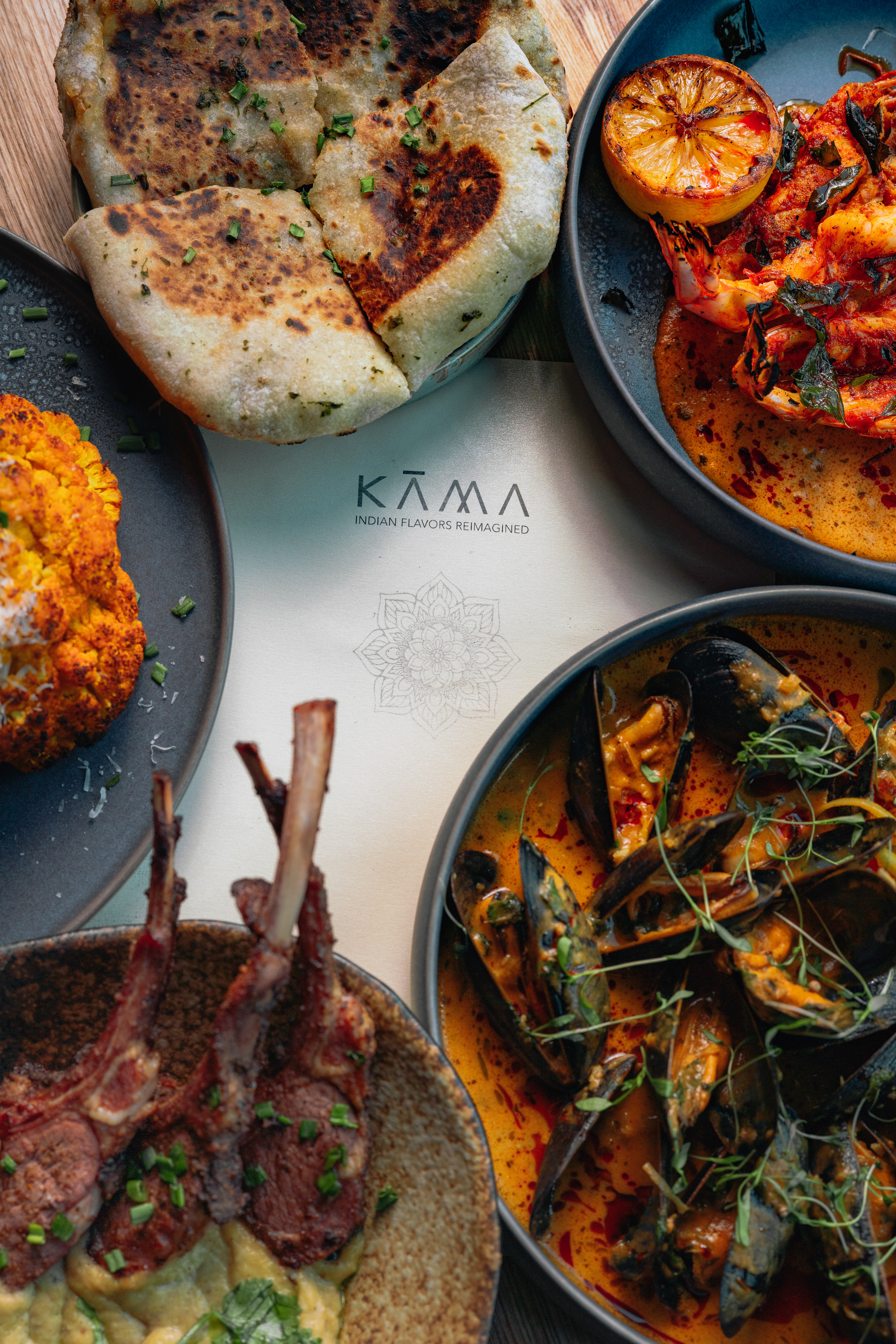 a group of plates of food
