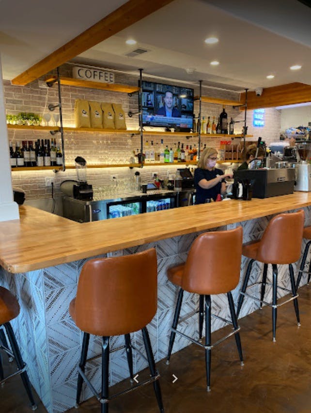 the bar inside of the restaurant