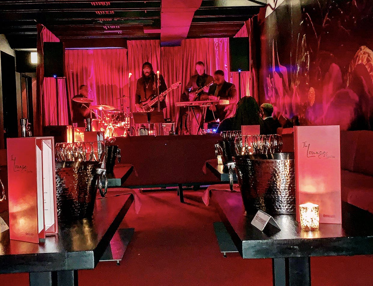 a band playing on stage