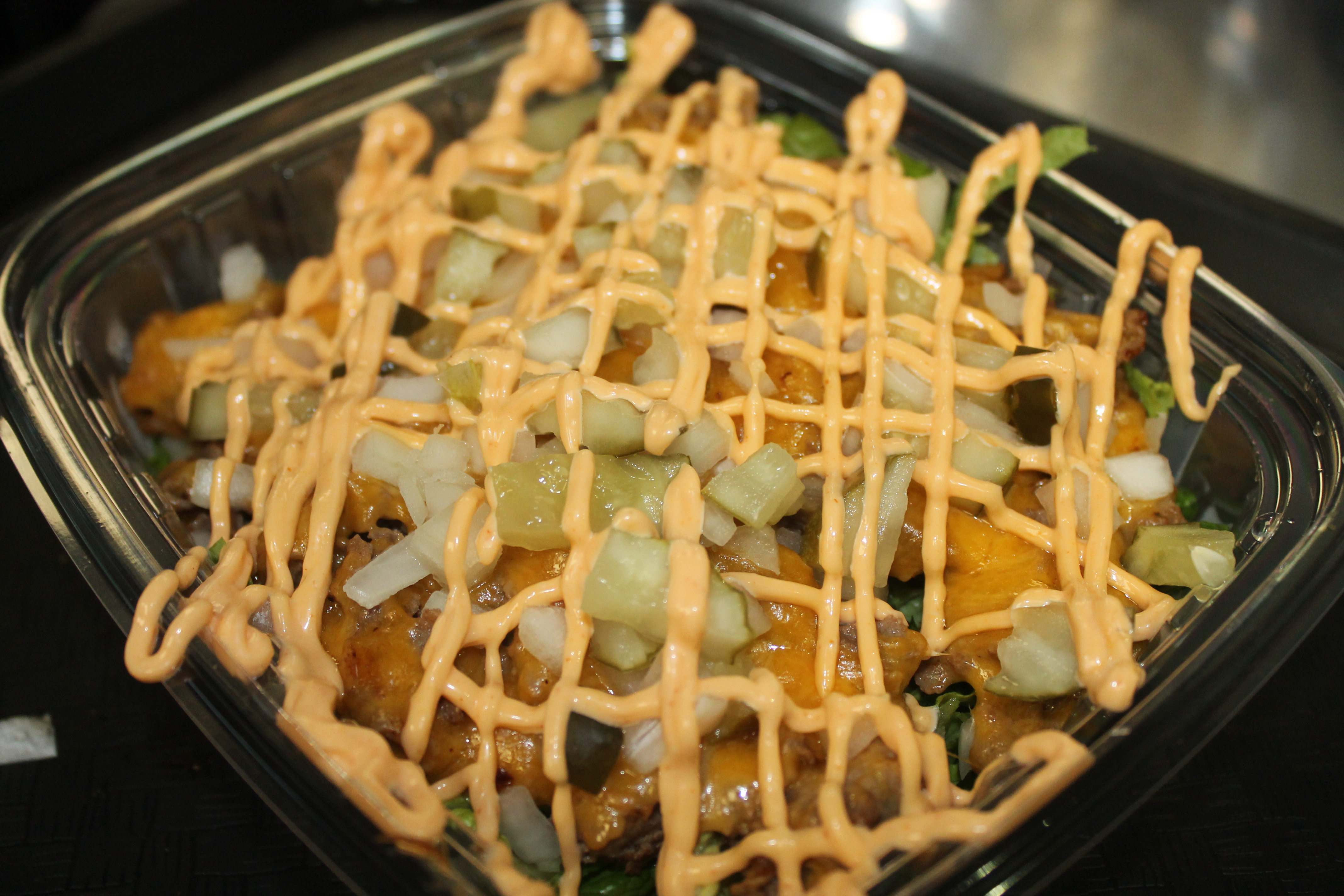 a dish is filled with food