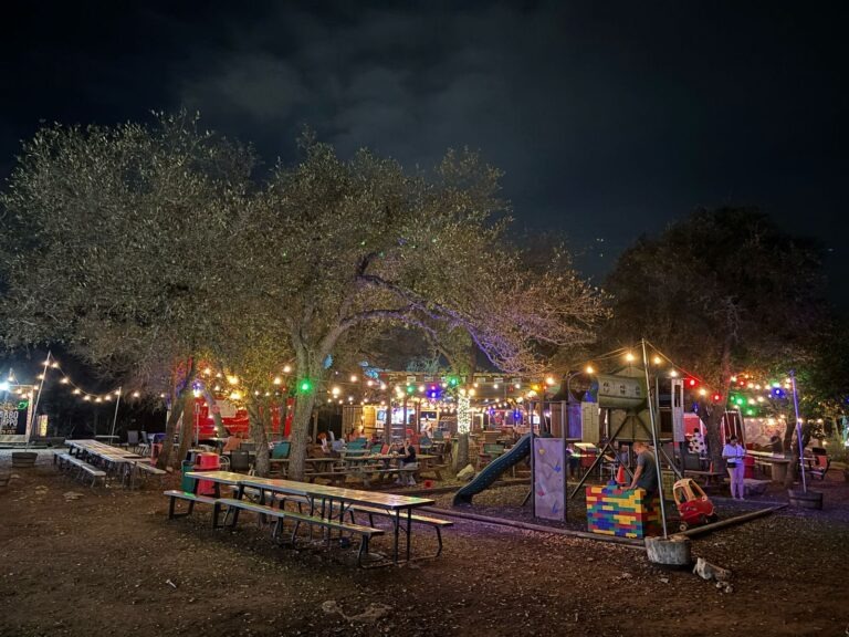 a lit up city at night