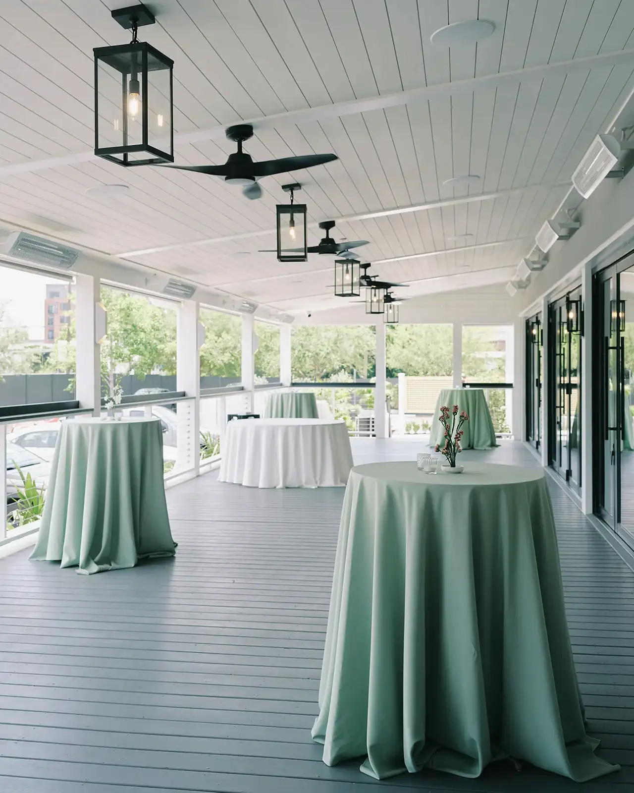 A private celebration arranged on the covered veranda