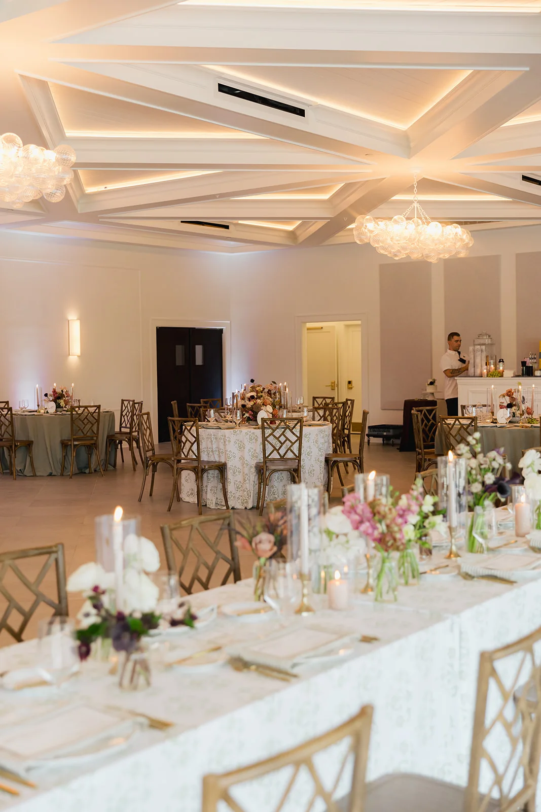 Wedding reception set inside The Waverly