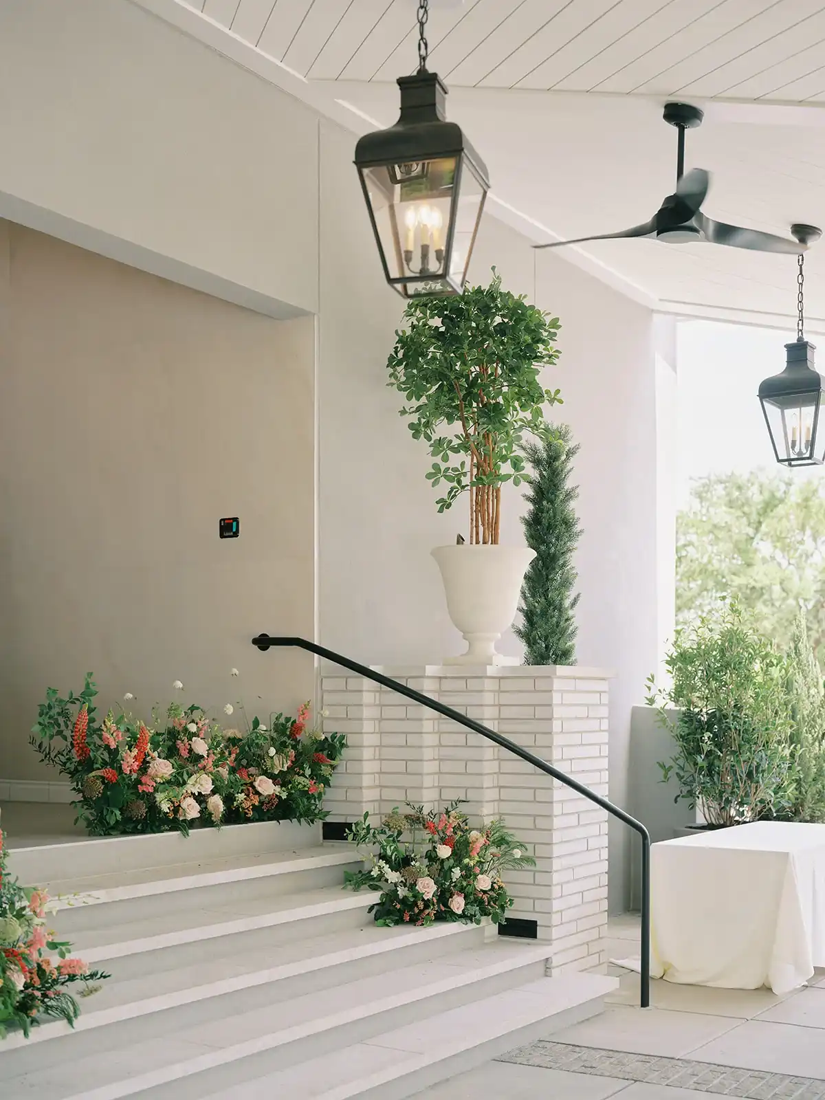 Floral details welcoming private event guests