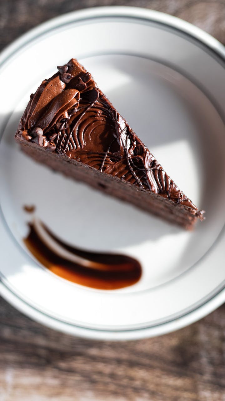 a piece of chocolate cake on a plate