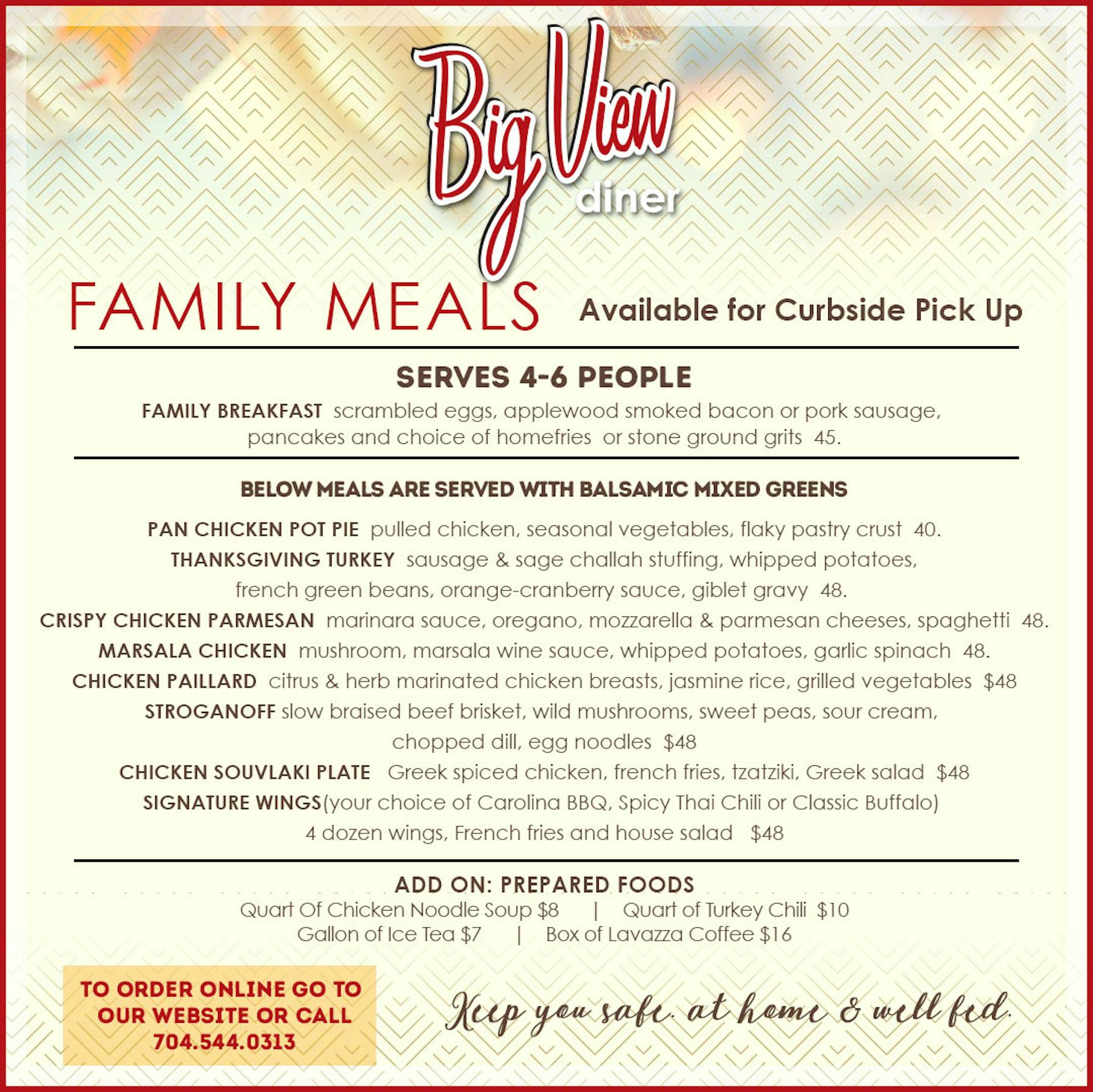 Menus Big View Diner