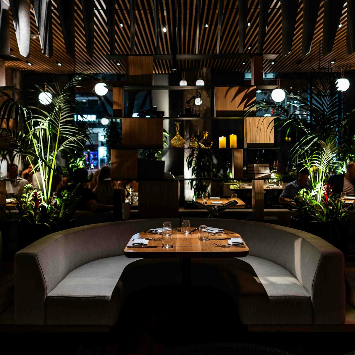 a room with tables and chairs