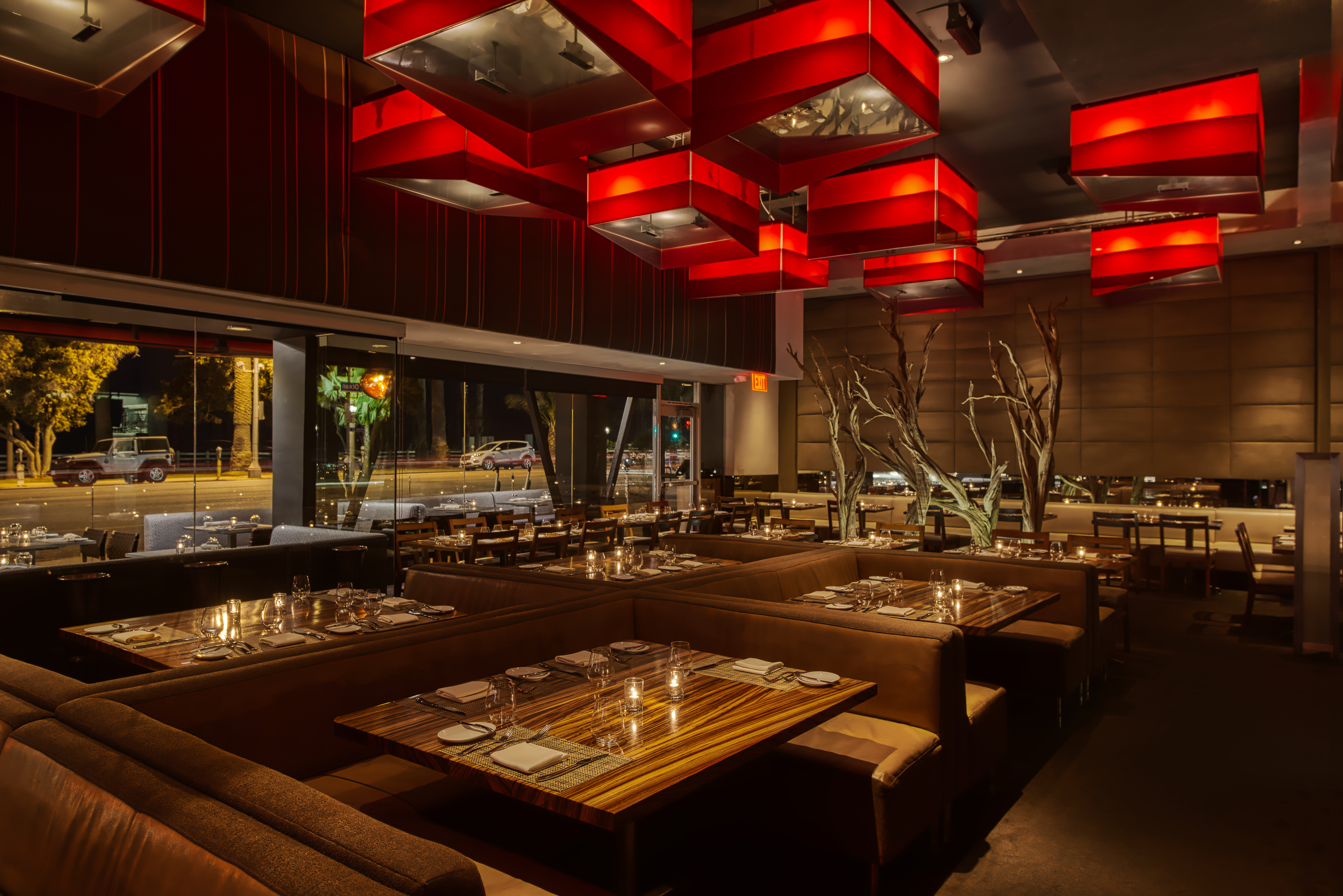 a room with tables and chairs