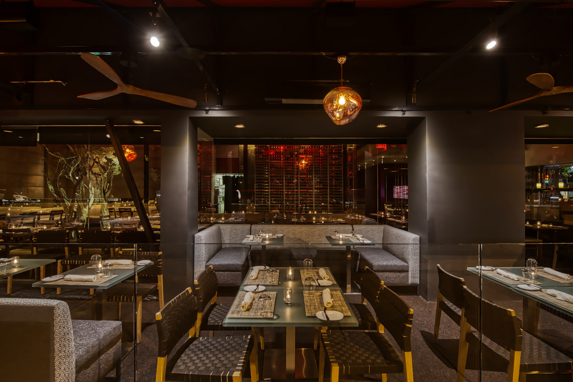 a room with tables and chairs