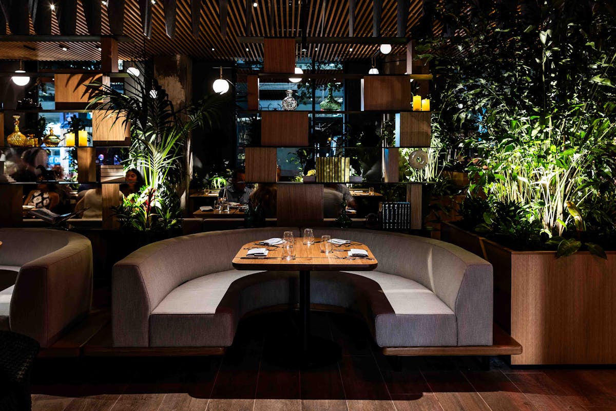 a room with tables and chairs