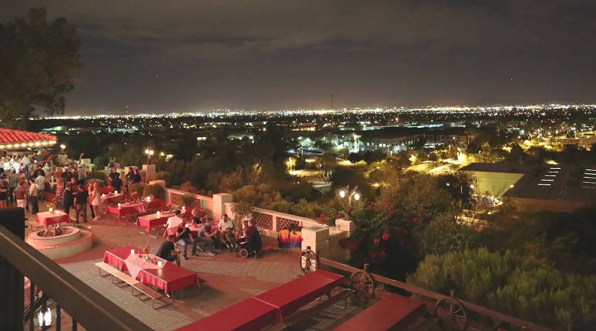 a view of a city at night