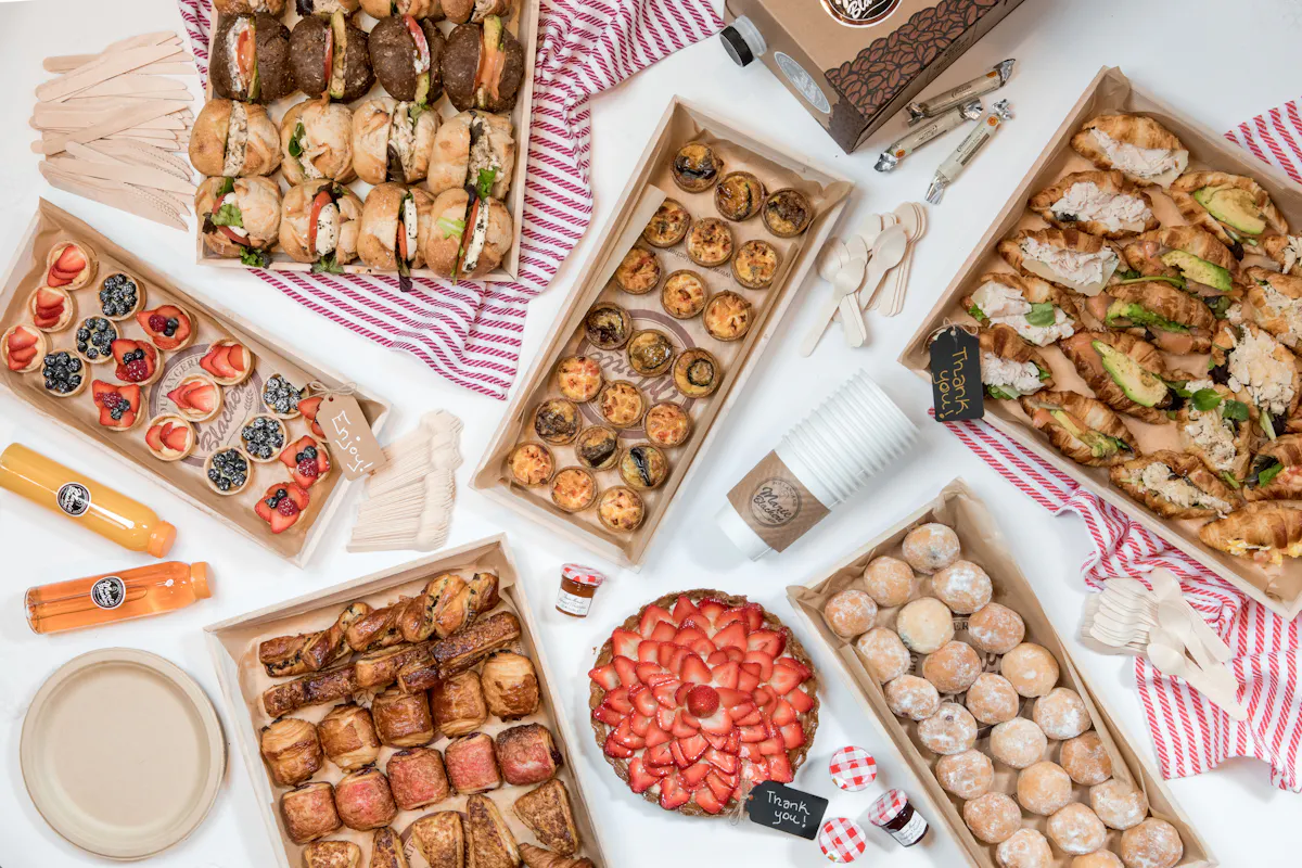 a box filled with different types of food on a plate