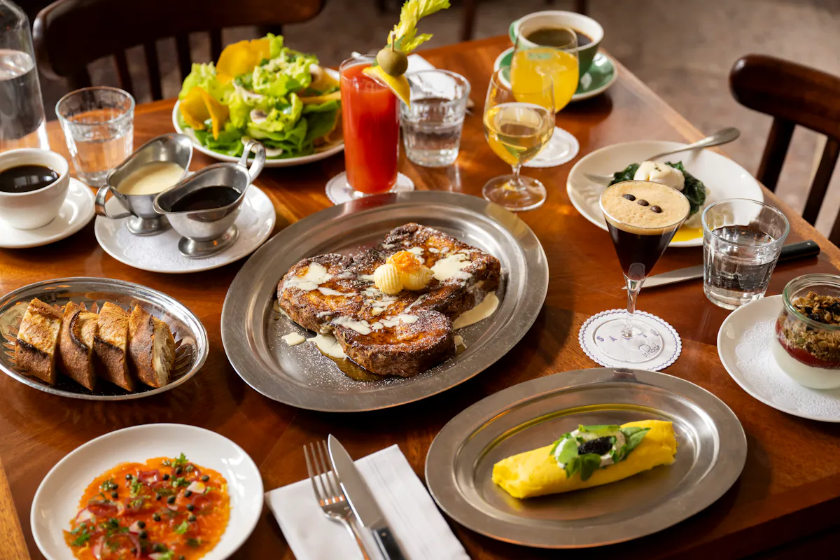 a bunch of food sitting on a table