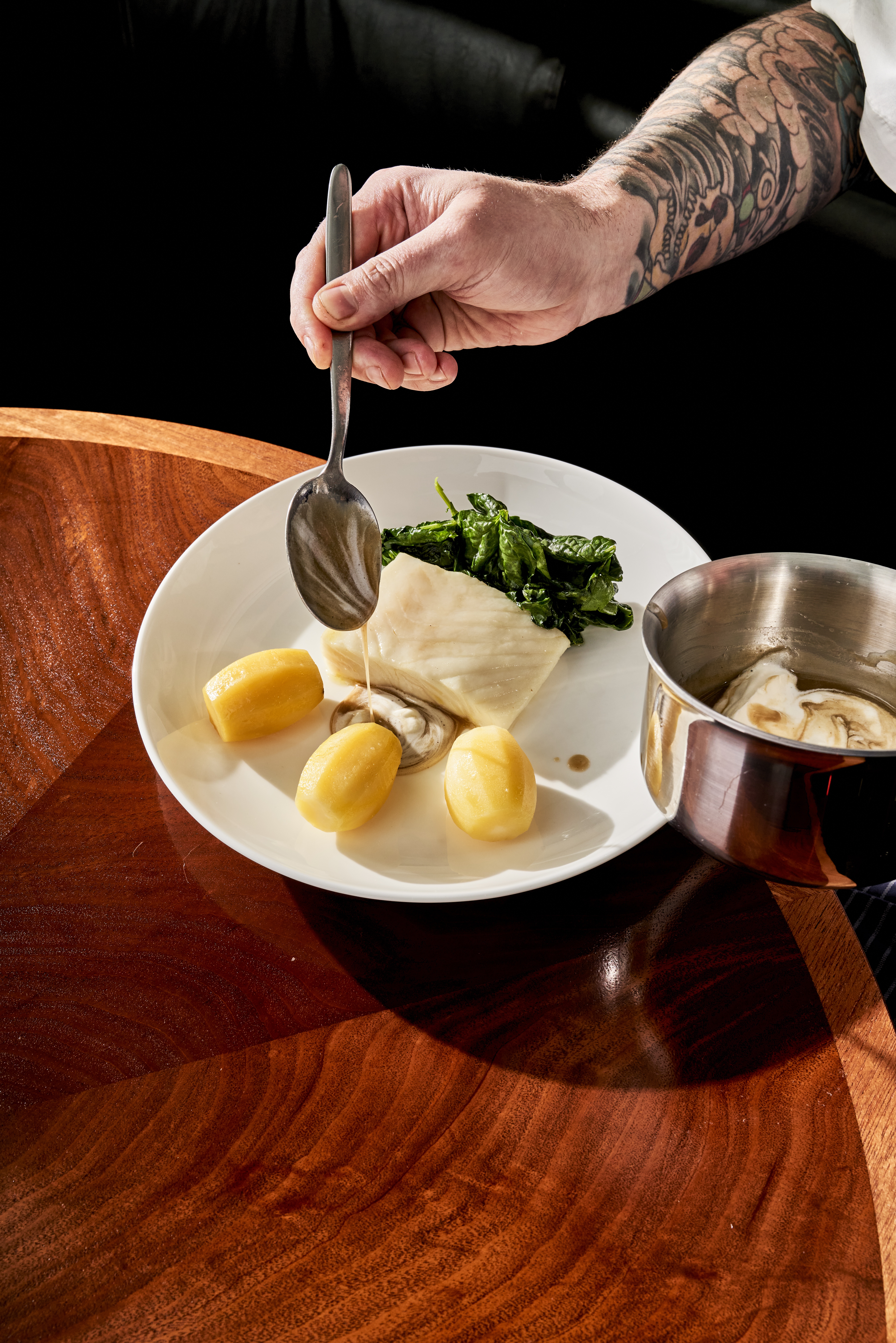 fish with tableside saucing