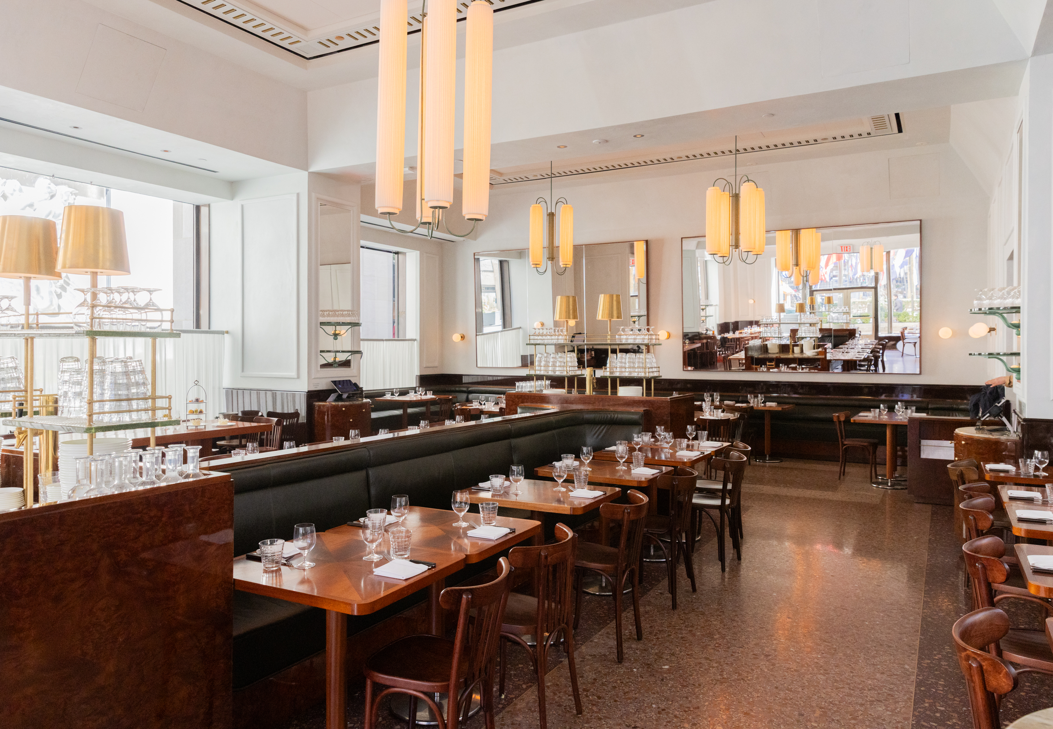 a kitchen with a dining table