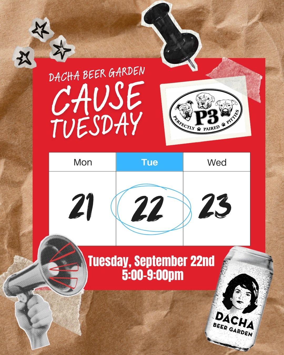 Cause Tuesday at Dacha Beer Garden Navy Yard Benefiting P3 Rescue
