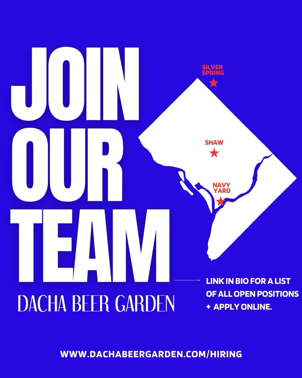 Now Hiring at Dacha Beer Garden Shaw