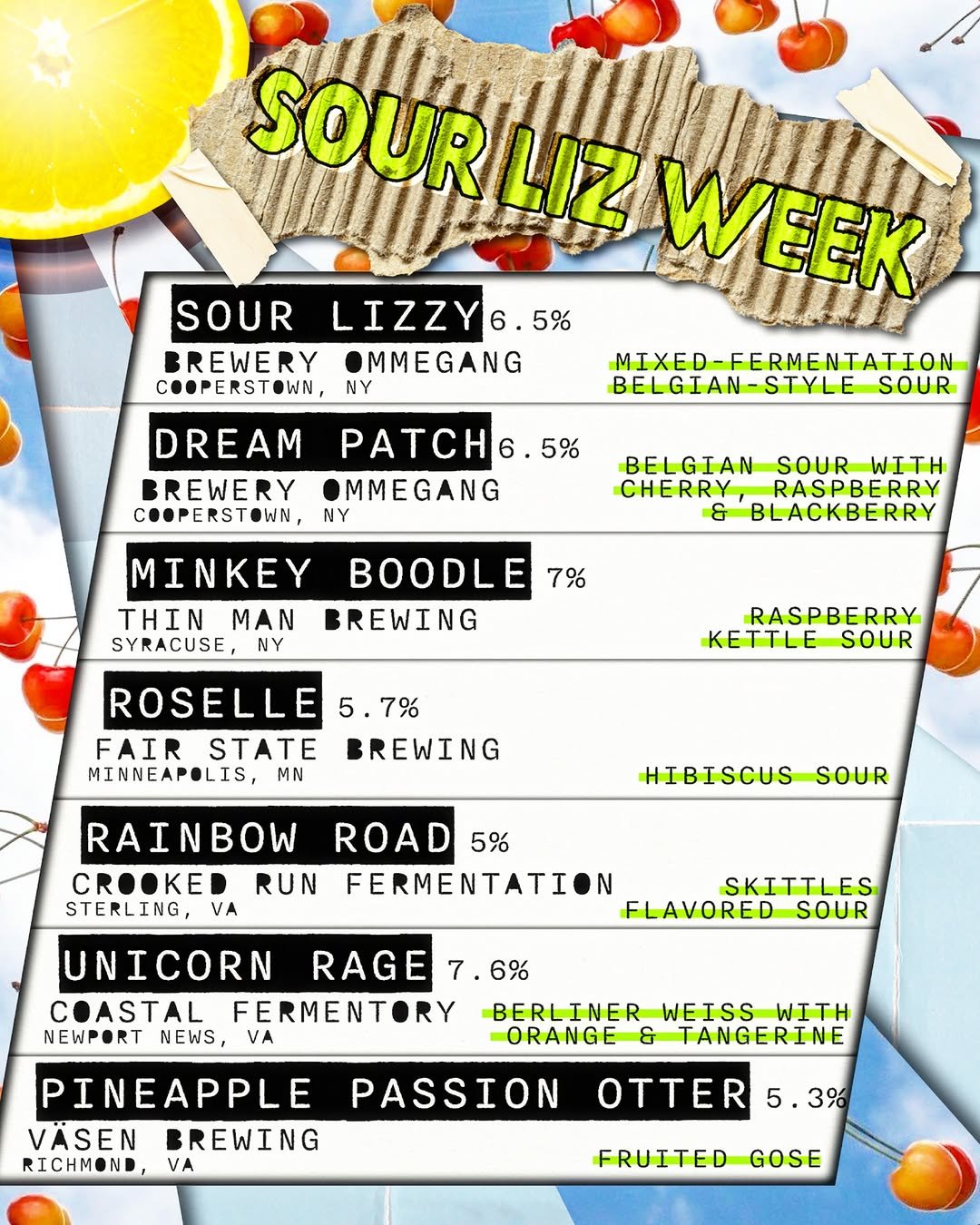 Sour Liz Week at Dacha Beer Garden Shaw