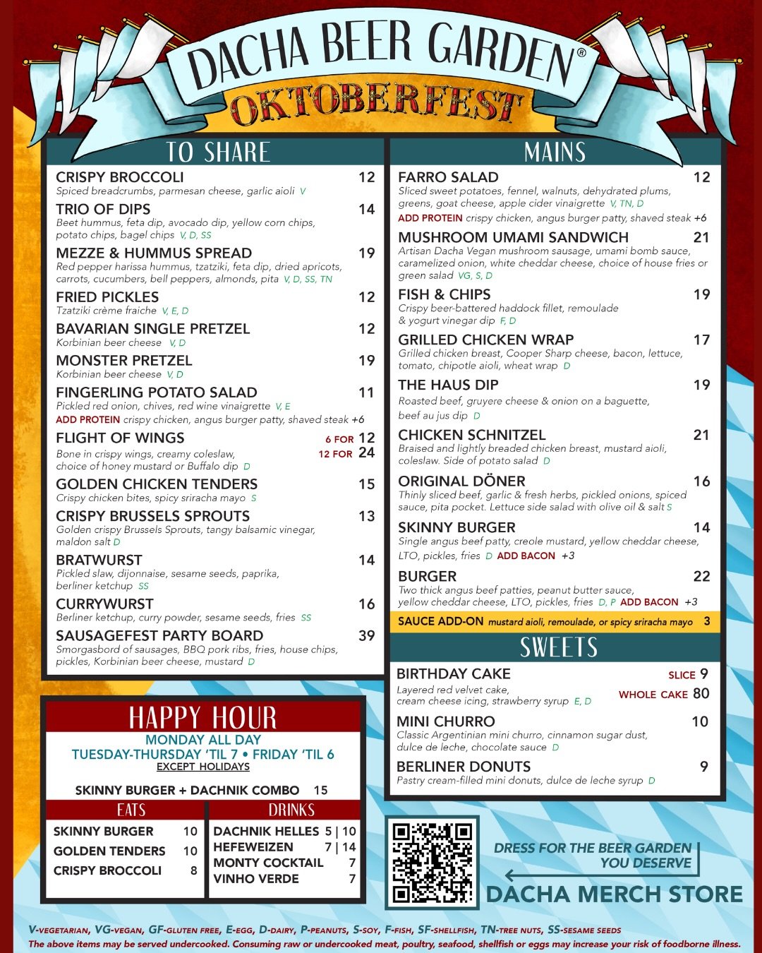 Dacha Beer Garden Navy Yard Fall Menu