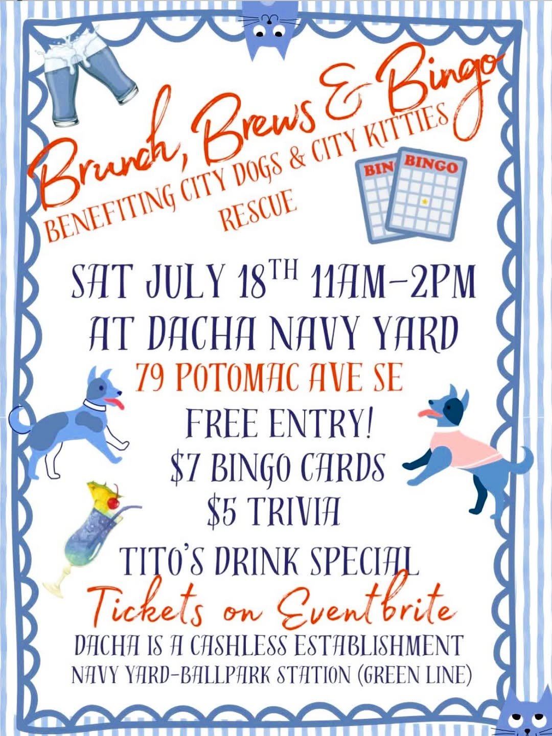 Dacha Navy Yard: Brunch, Brews and Bingo for CDCK Rescue