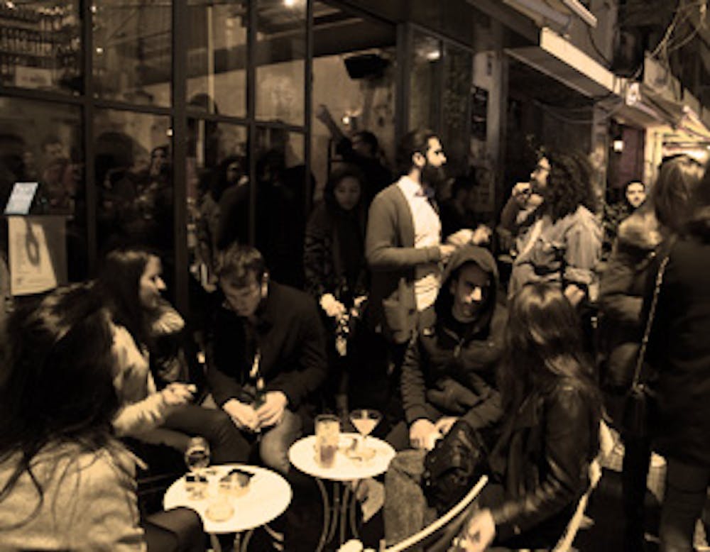 a group of people in a restaurant