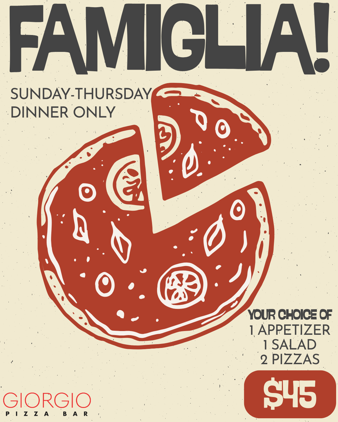 Famiglia Nights | Giorgio Pizza Bar | Italian Restaurant in Raleigh, NC
