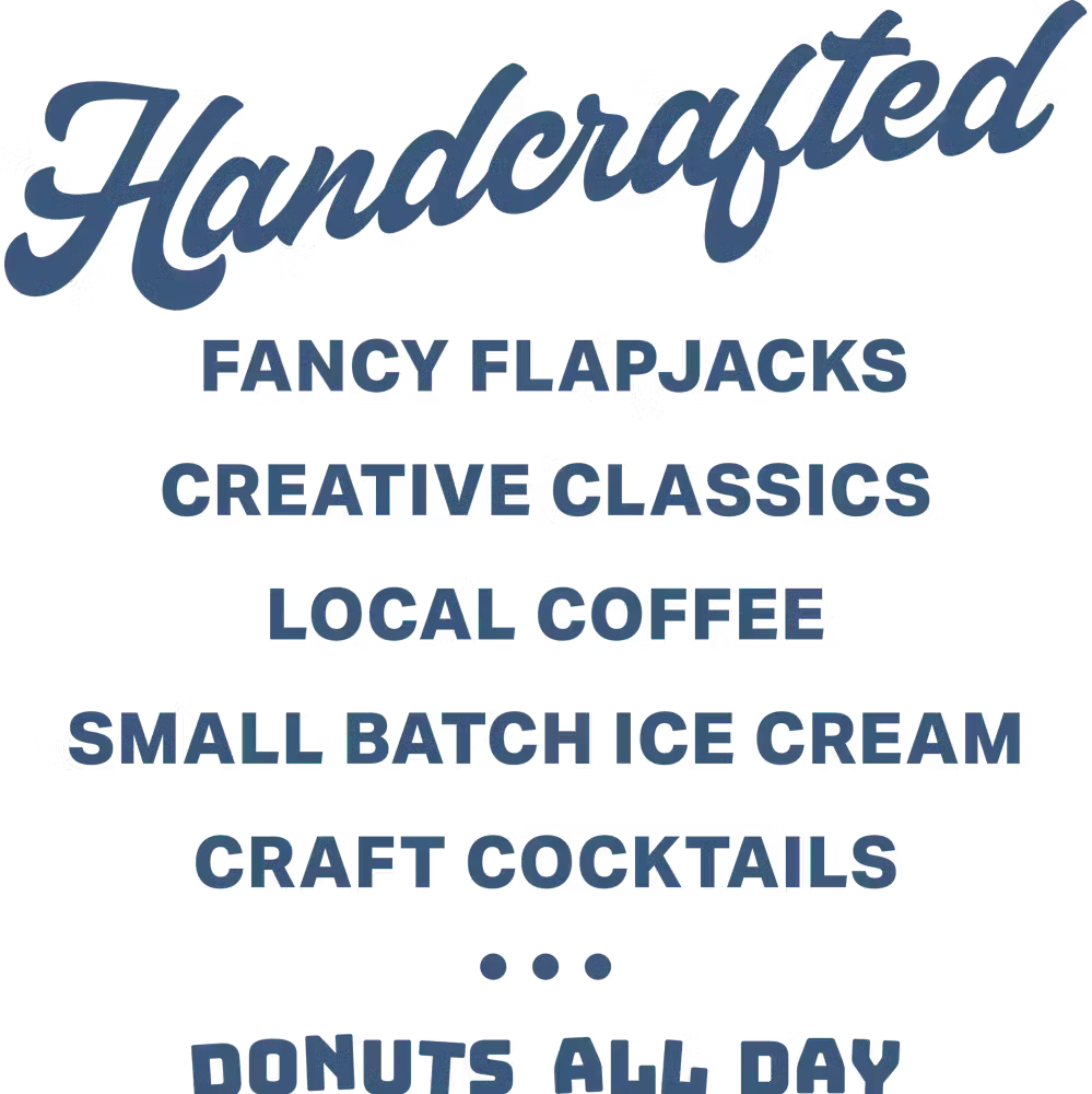 CREATIVE PLATES LOCAL COFFEE SMALL BATCH ICE CREAM CRAFT COCKTAILS
