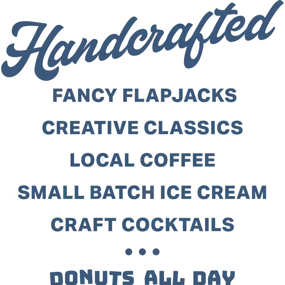 CREATIVE PLATES LOCAL COFFEE SMALL BATCH ICE CREAM CRAFT COCKTAILS